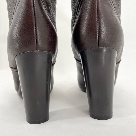 See By Chloe Tall Leather Boots Chocolate Brown Wool Lined High Heeled Size 37.5 - Picture 10 of 15